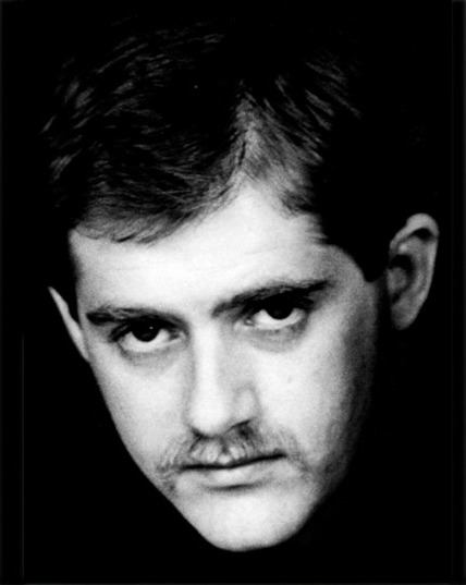 Black and white portrait of Patrick Cowley, the San Francisco synthesizer producer who helped found the Hi-NRG sound